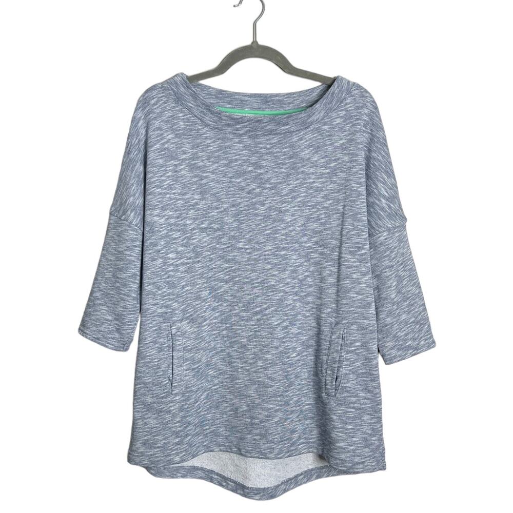 Boden Spacedye French Terry Pullover With Pockets Wide Neck Sweatshirt US 10